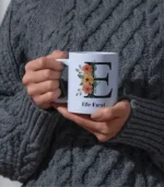 Harfli Çiçek Desenli & İsme Özel Kupa Bardak - Görsel 5