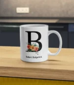 Harfli Çiçek Desenli & İsme Özel Kupa Bardak - Görsel 2