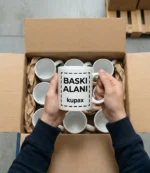 Ofis kullanımı için logolu toptan kahve kupası ve baskılı seramik kupa.