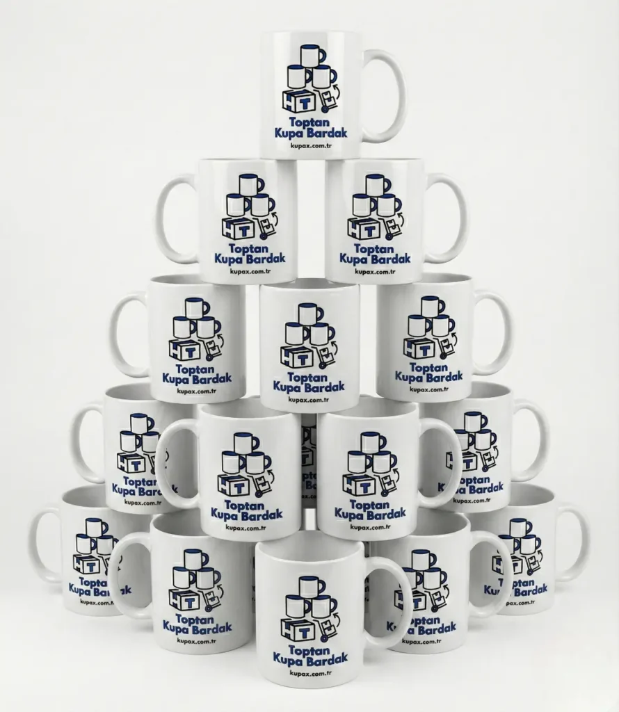 Sevkiyata hazır şekilde depoda bekleyen kolilenmiş toplu kupa bardak siparişleri ve firmanın geniş stok kapasitesini gösteren görünüm.