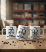 Seramik kupa yüzeyi üzerindeki baskının netliğini, renk canlılığını ve pürüzsüz dokusunu gösteren yakın çekim detay fotoğrafı.